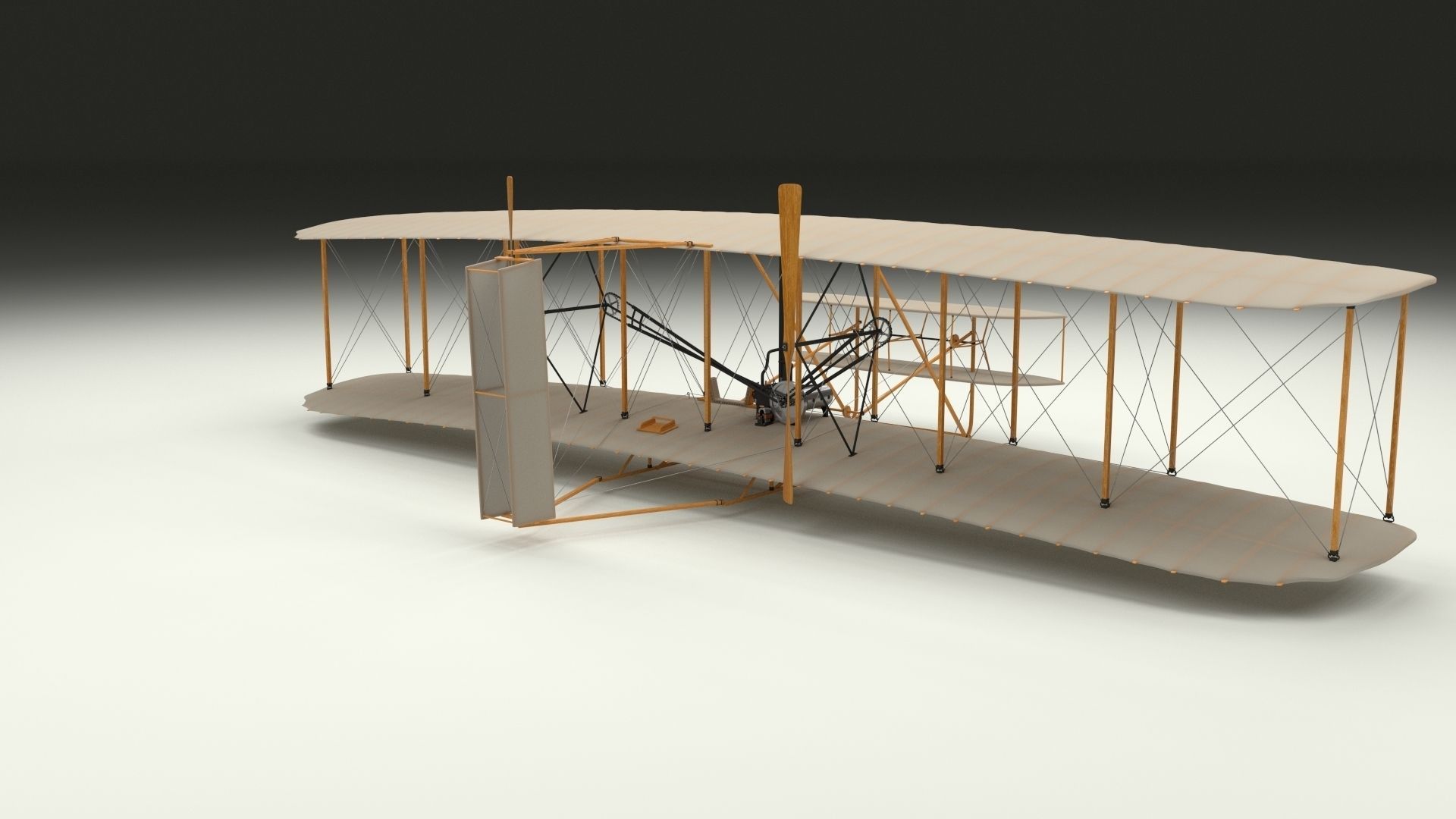 Animated Wright Flyer 3D model_1