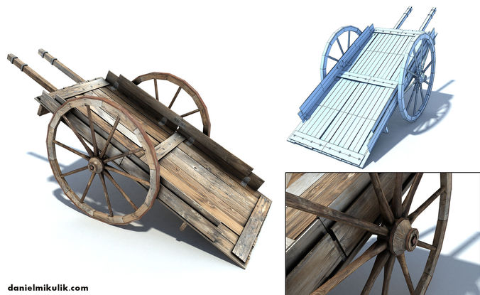 Low Poly Wild West Cart Low-poly 3D model