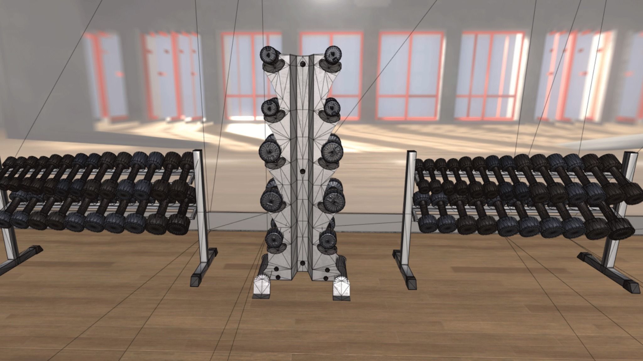 Dumbbell rack 3D model_2
