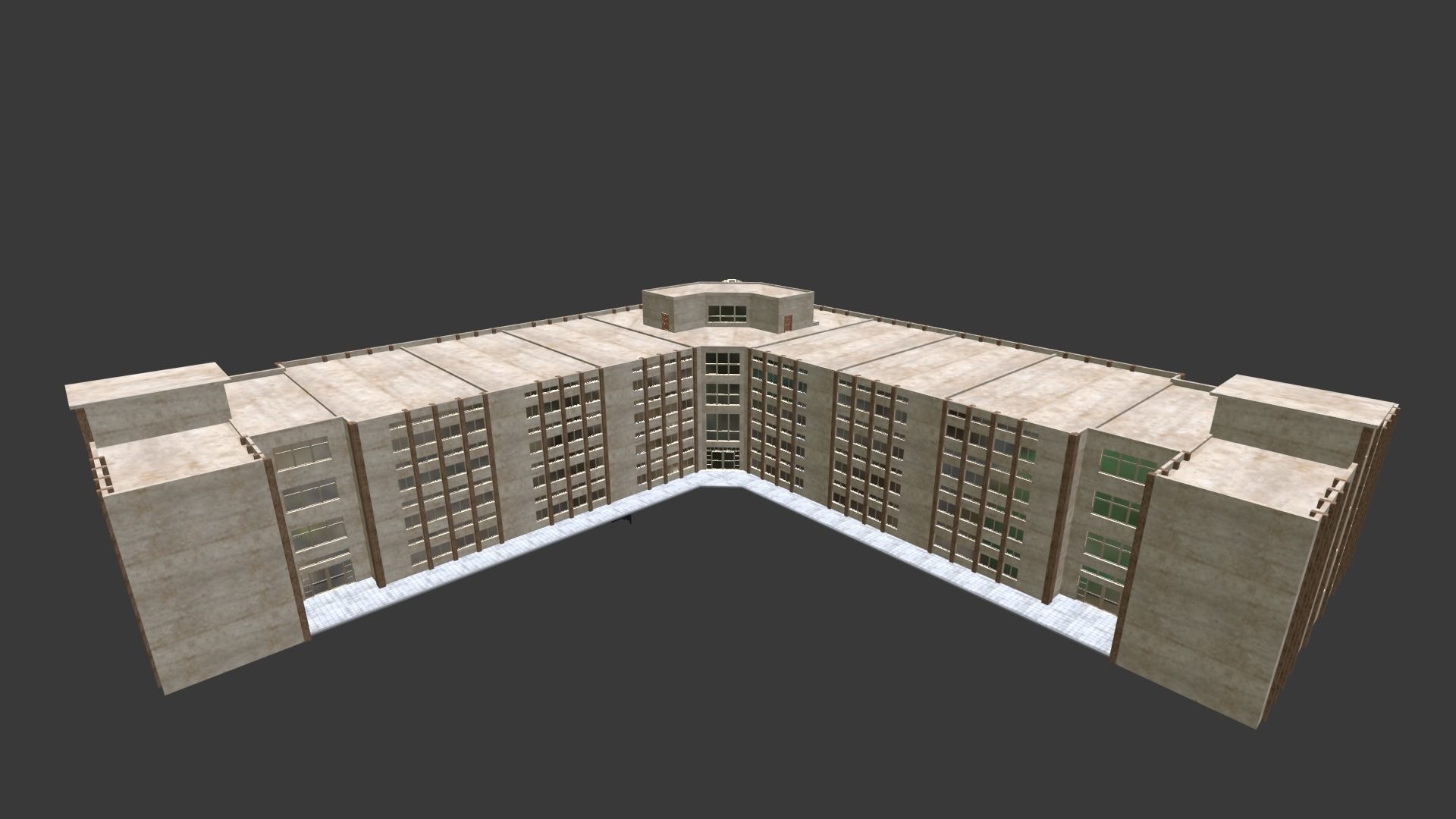 school building with interior rooms and Furnitures 3D model_25
