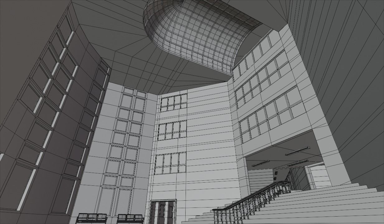 school building with interior rooms and Furnitures 3D model_12