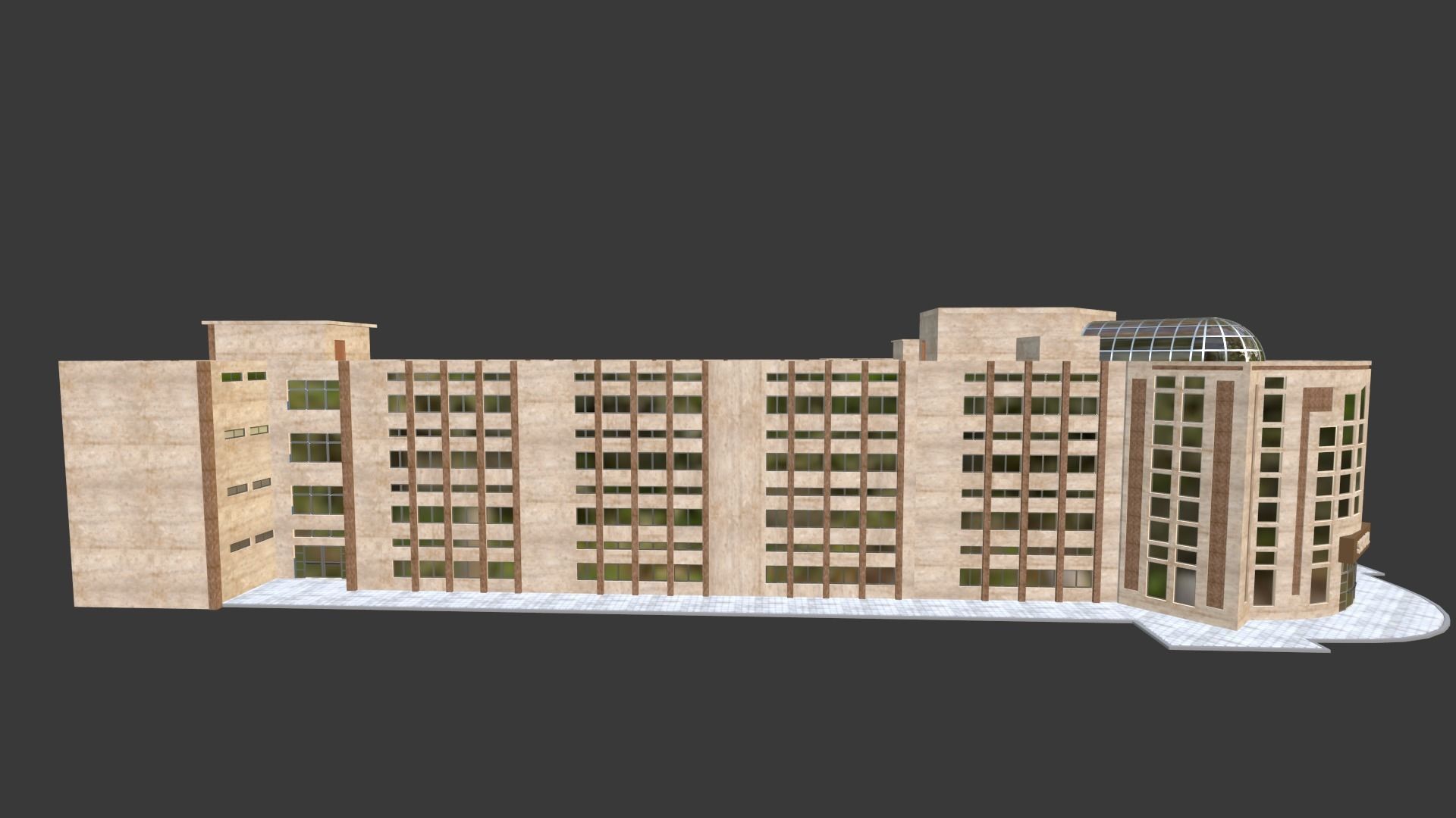 school building with interior rooms and Furnitures 3D model_29