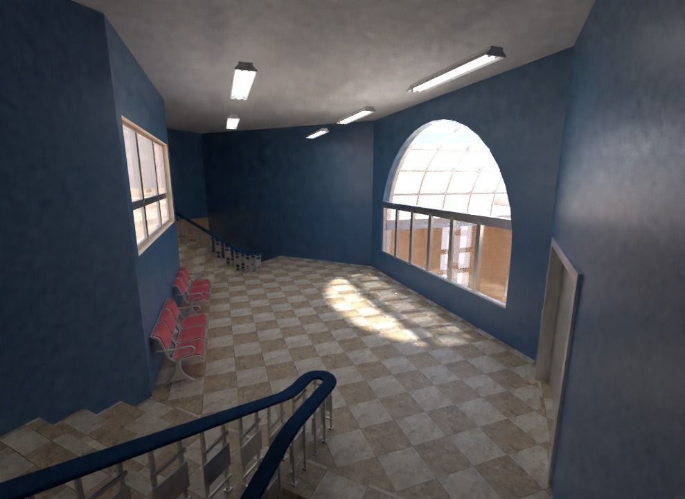 school building with interior rooms and Furnitures 3D model_23