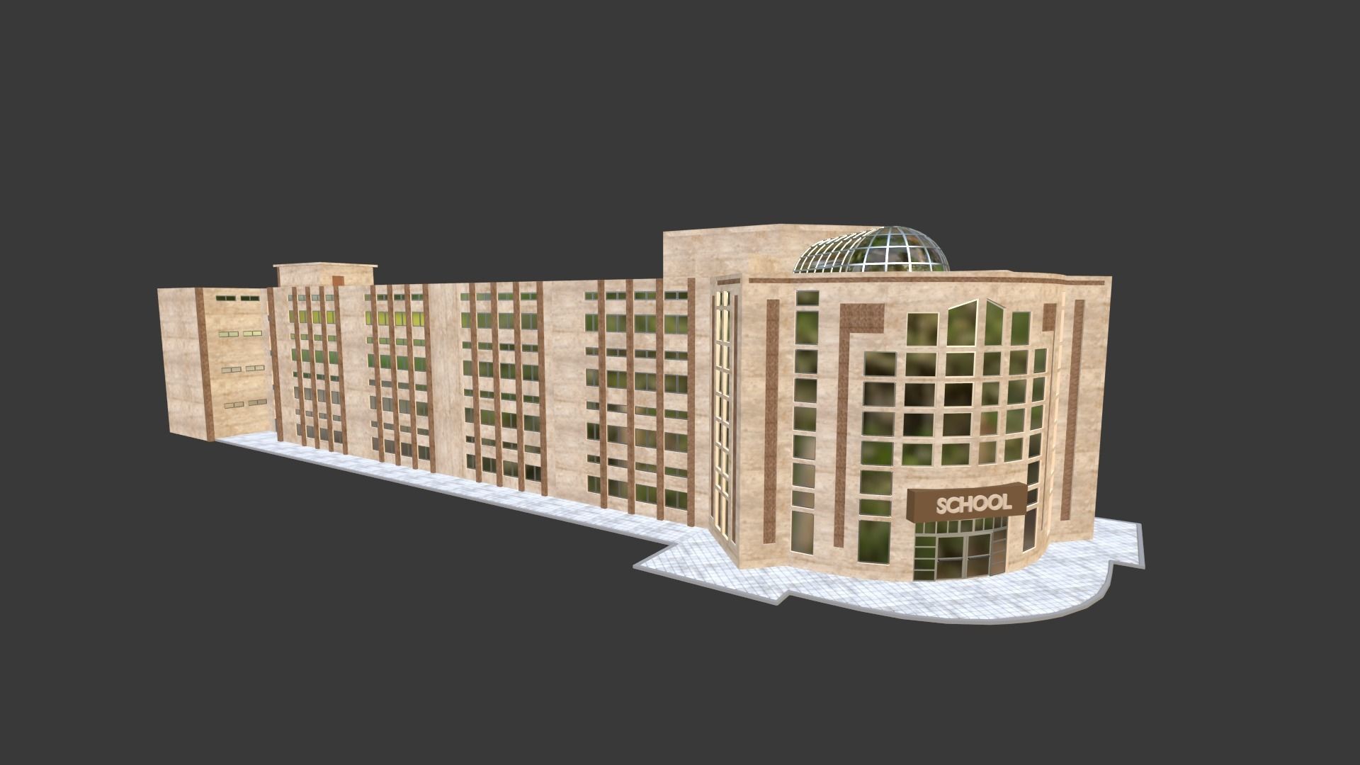 school building with interior rooms and Furnitures 3D model_28