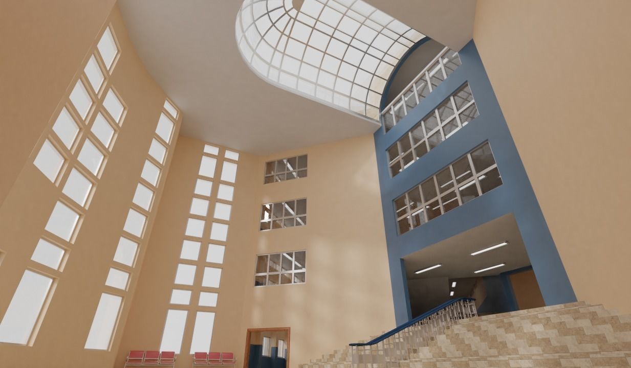 school building with interior rooms and Furnitures 3D model_11