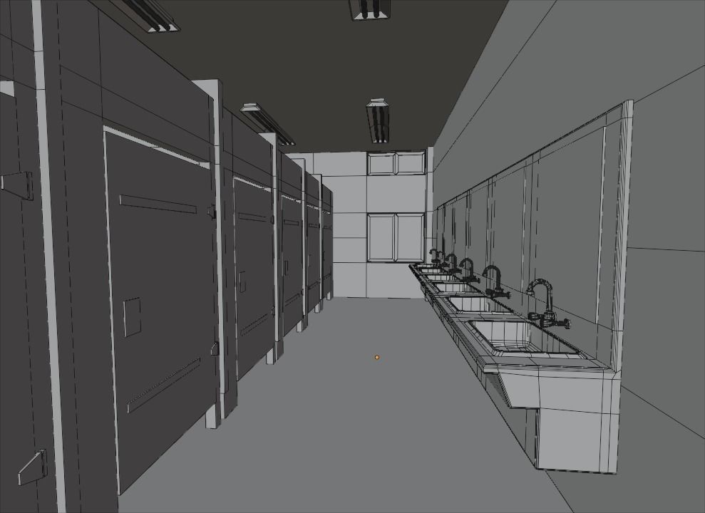 school building with interior rooms and Furnitures 3D model_22