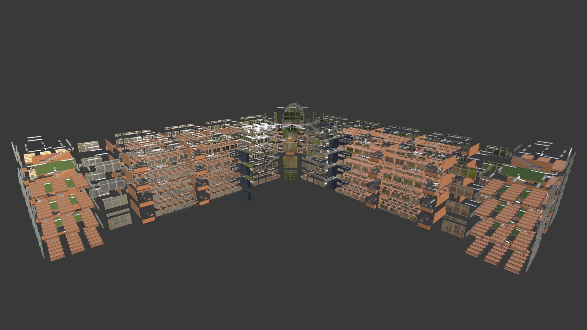 school building with interior rooms and Furnitures 3D model_27