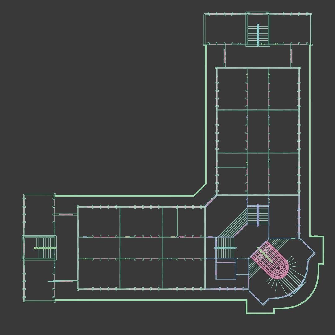 school building with interior rooms and Furnitures 3D model_4
