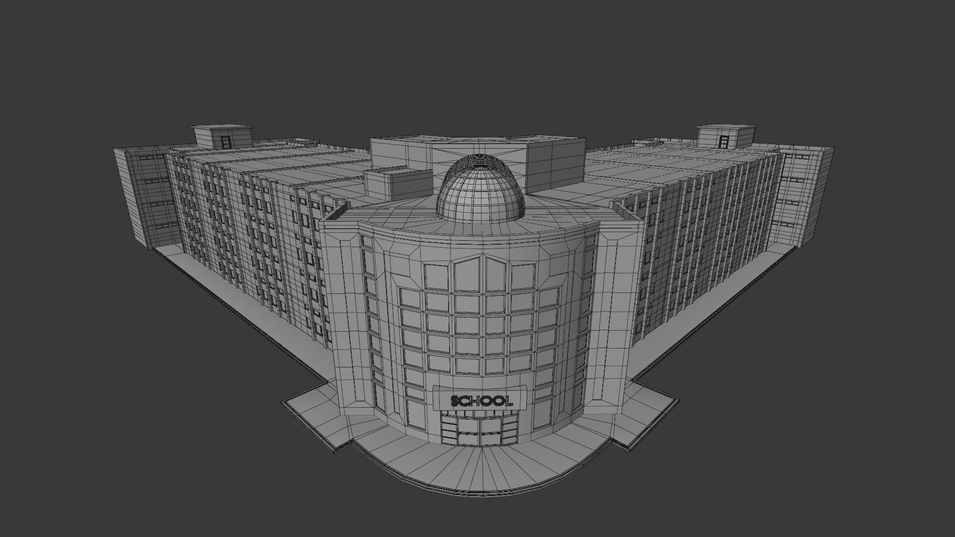 school building with interior rooms and Furnitures 3D model_2