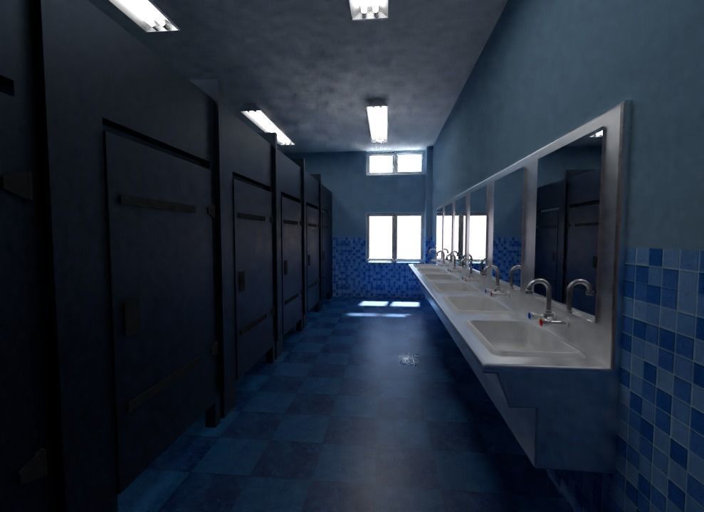 school building with interior rooms and Furnitures 3D model_21