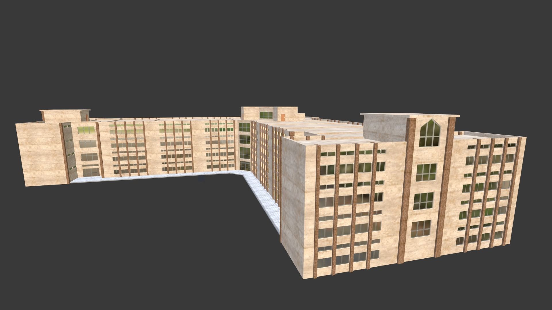 school building with interior rooms and Furnitures 3D model_30