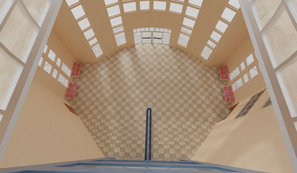 school building with interior rooms and Furnitures 3D model_13