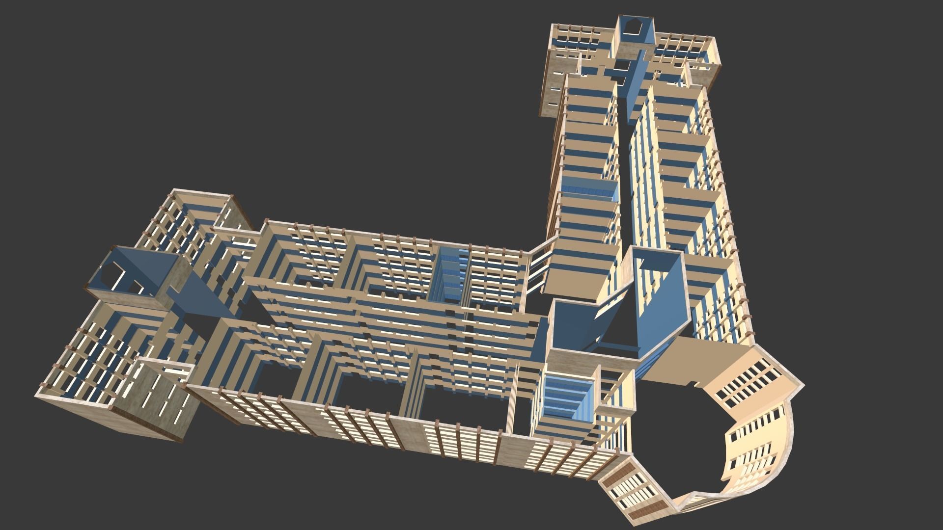 school building with interior rooms and Furnitures 3D model_26