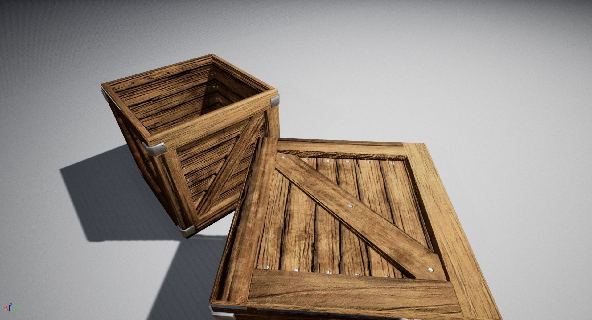 Medieval Wooden Crates Low-poly 3D model_3