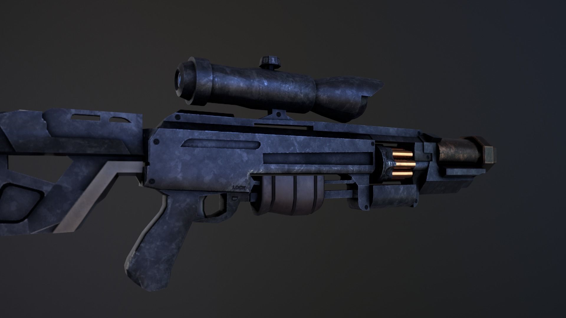 Sci-Fi Shotgun Low-poly 3D model_7