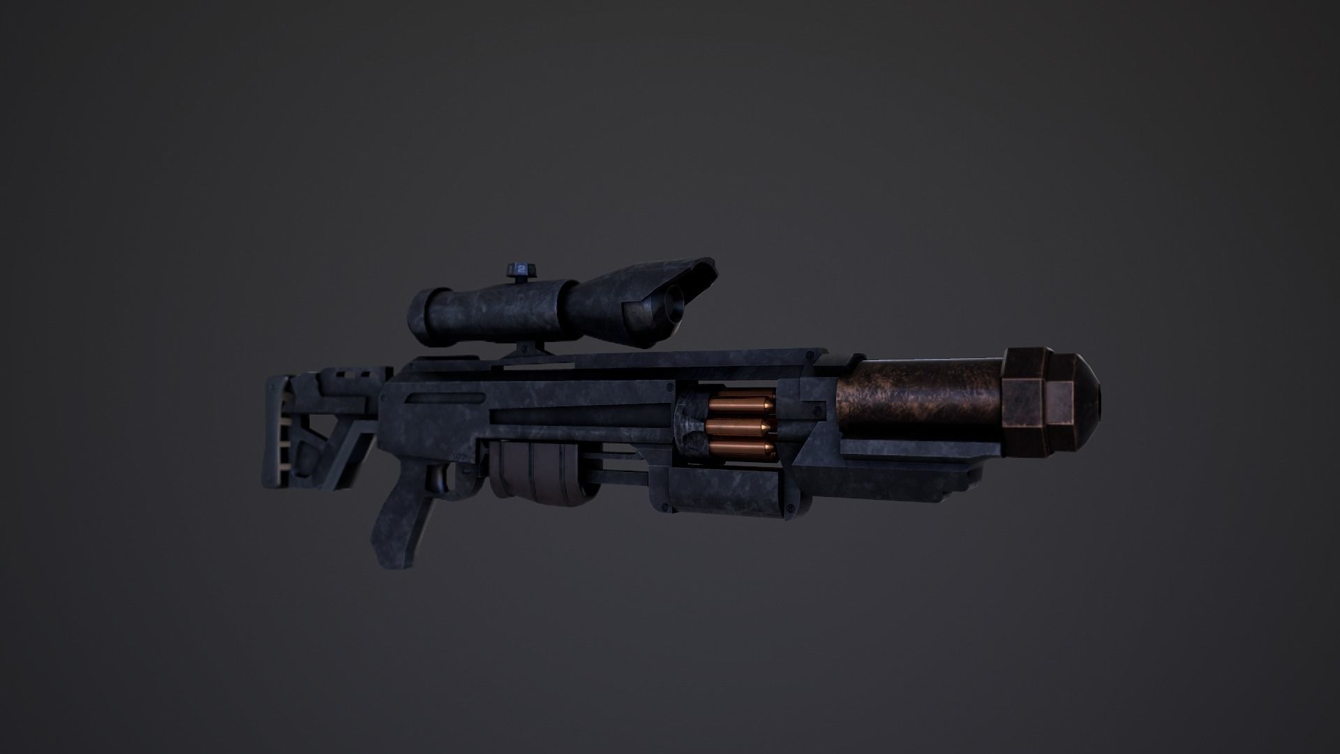 Sci-Fi Shotgun Low-poly 3D model_5