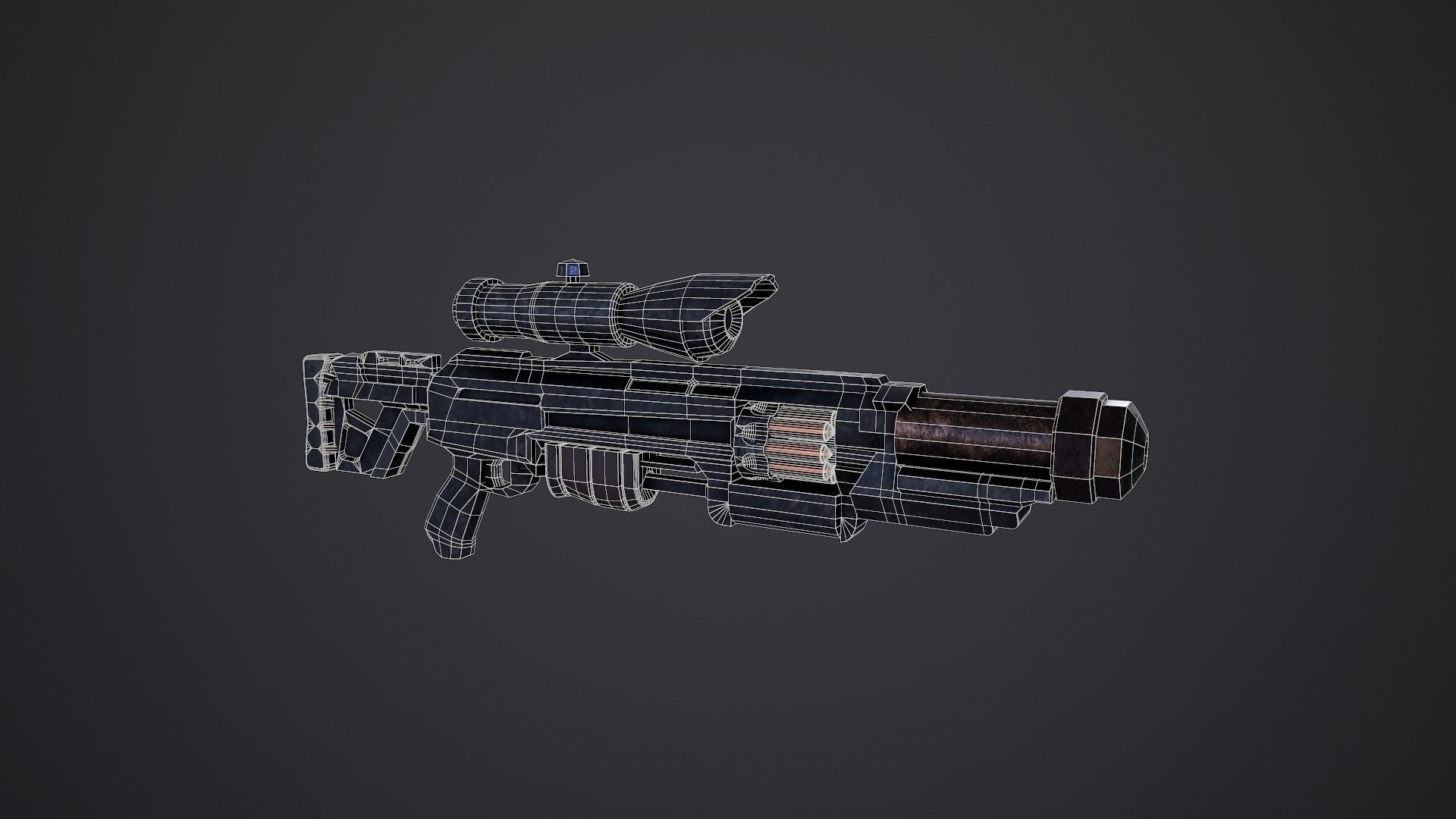 Sci-Fi Shotgun Low-poly 3D model_11