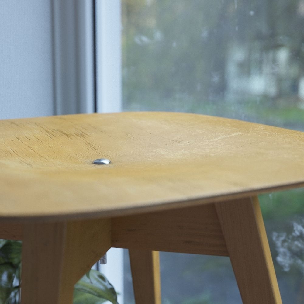 Beech Plywood Stool 3D model_2
