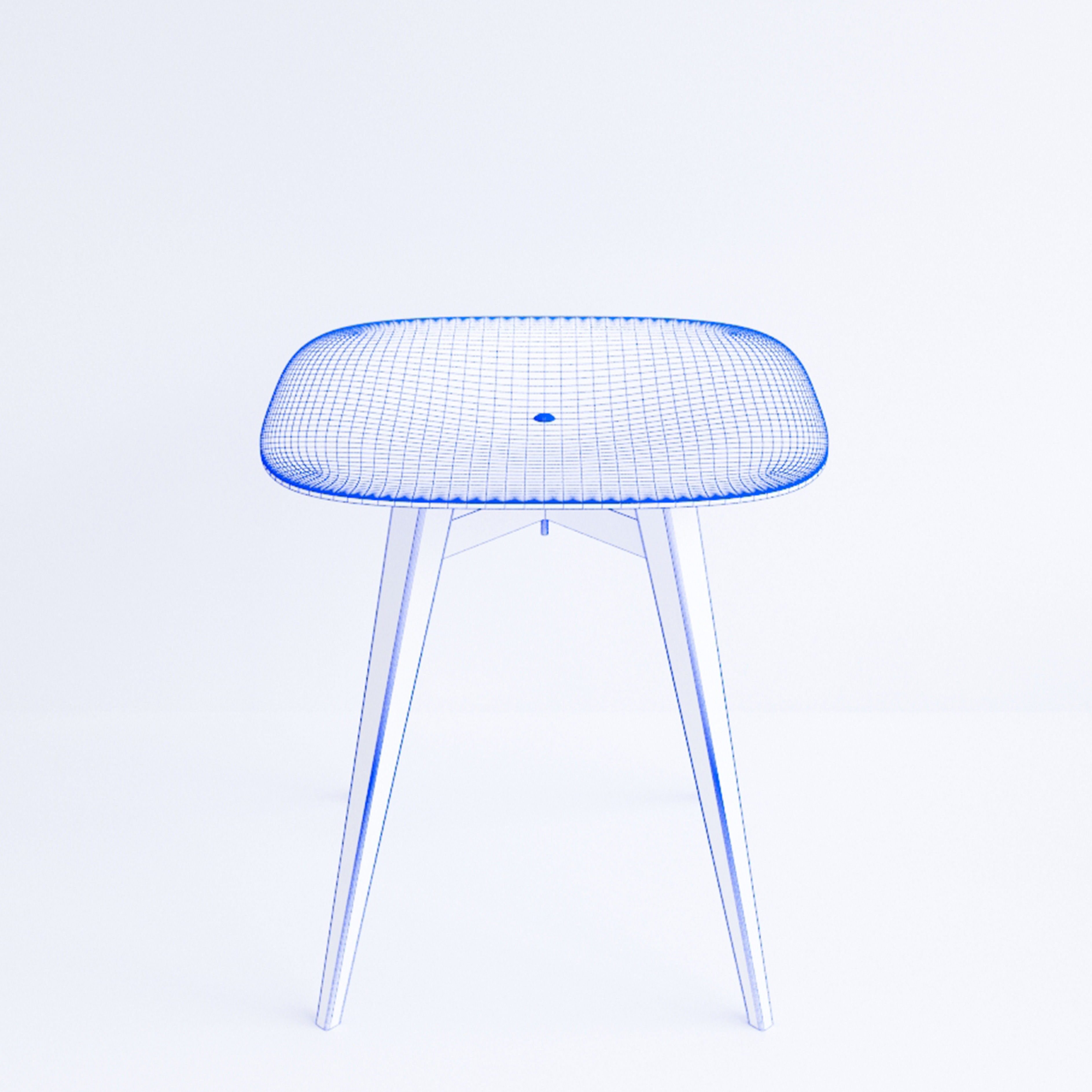 Beech Plywood Stool 3D model_5