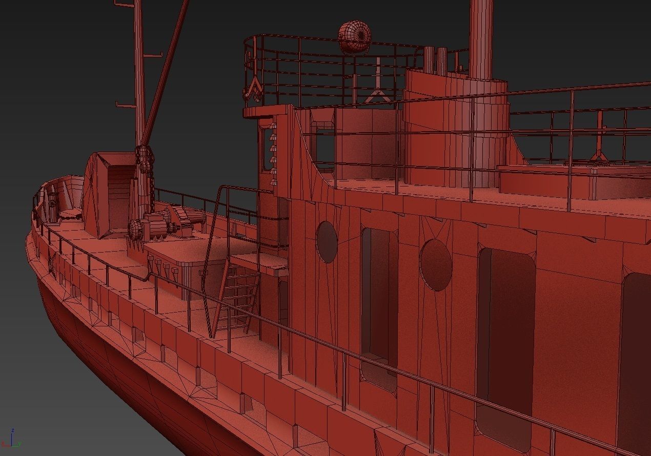Old Abandoned Rusted Ship2 Low-poly 3D model_24