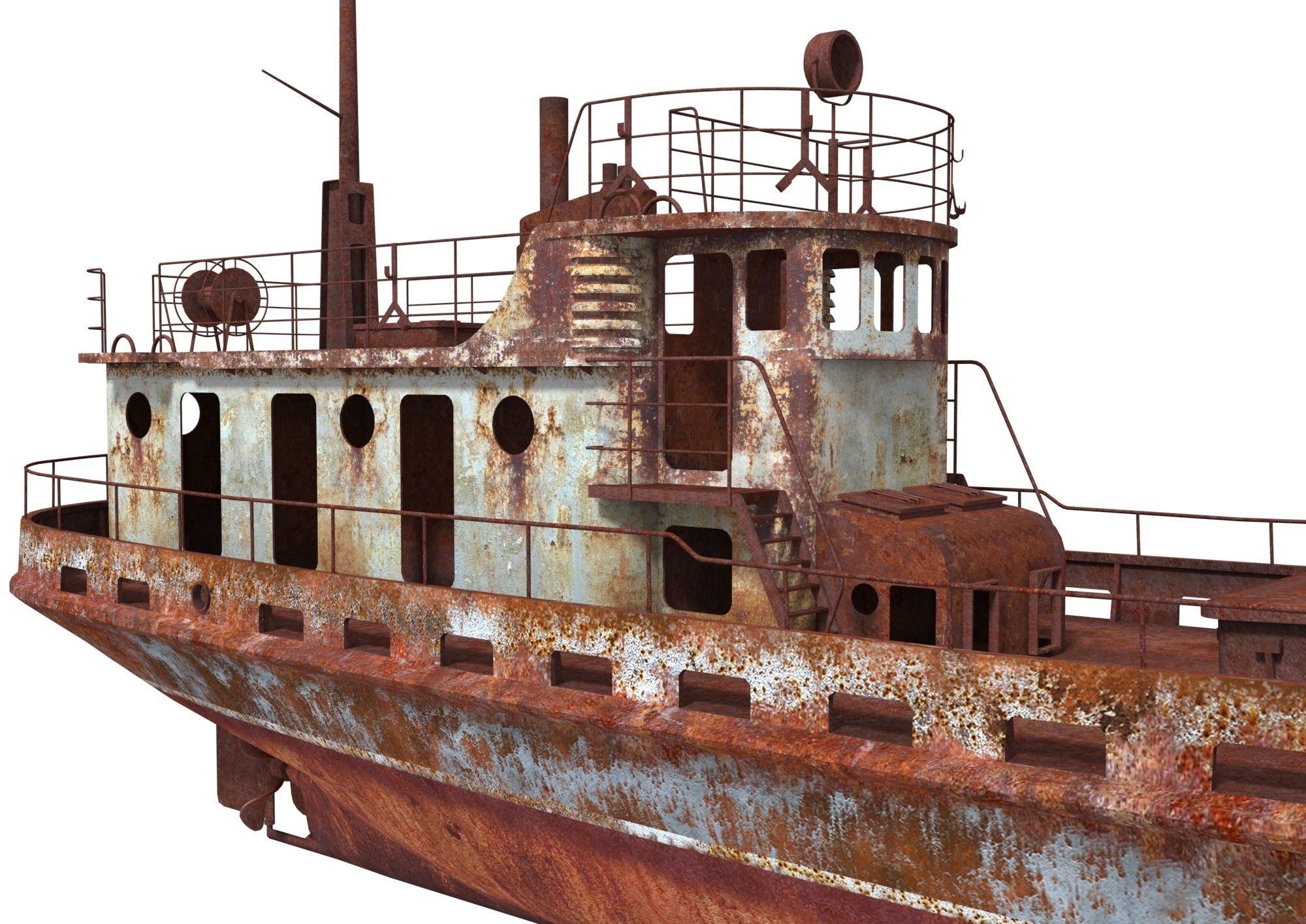 Old Abandoned Rusted Ship2 Low-poly 3D model_1