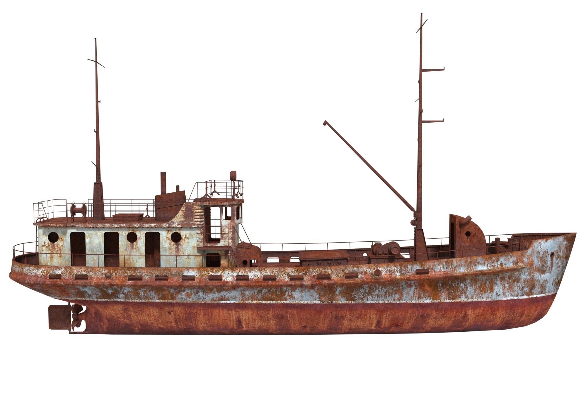 Old Abandoned Rusted Ship2 Low-poly 3D model_2