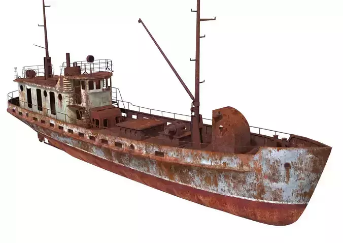 Old Abandoned Rusted Ship2 Low-poly 3D model
