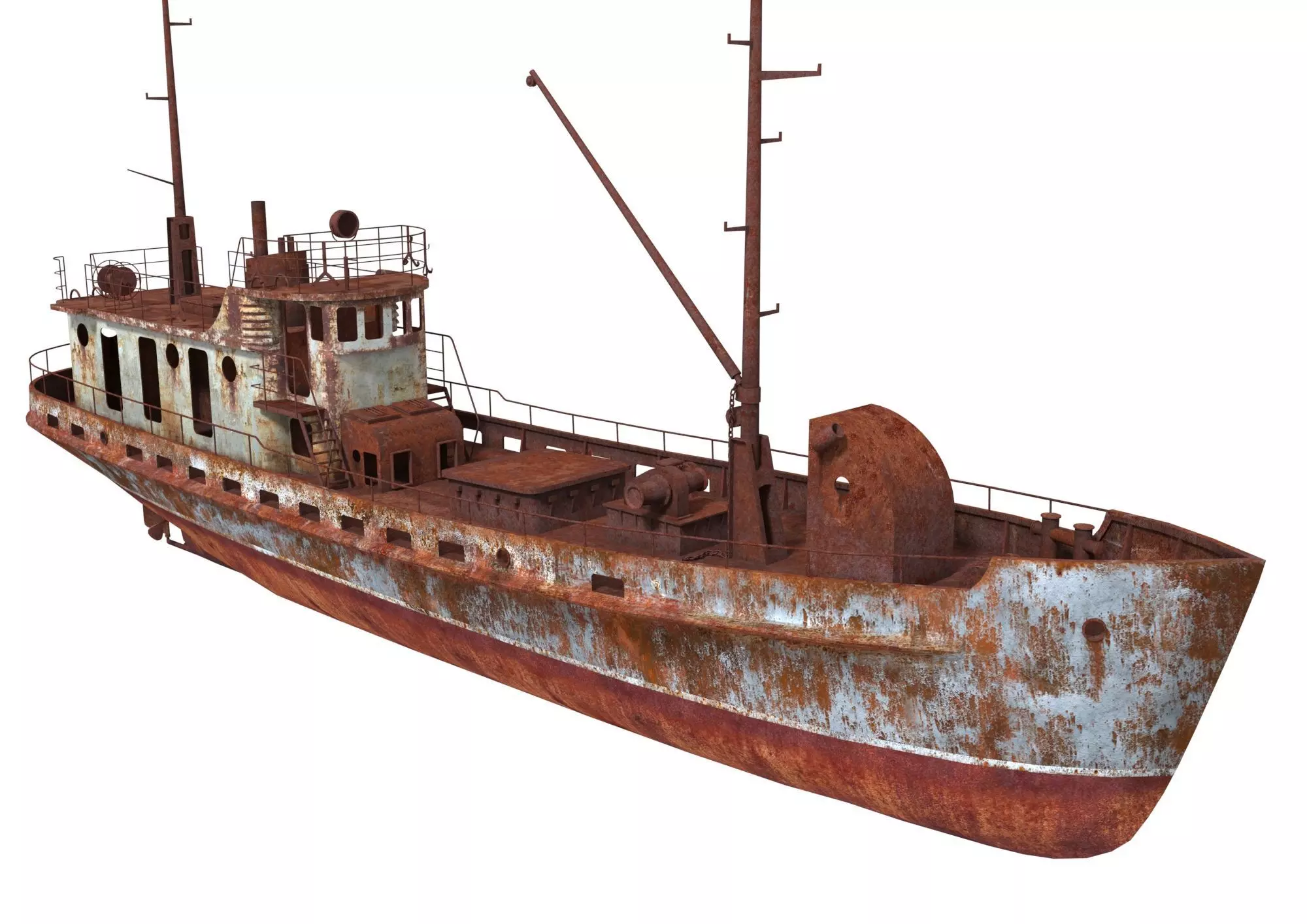 Old Abandoned Rusted Ship2 Low-poly 3D model_0