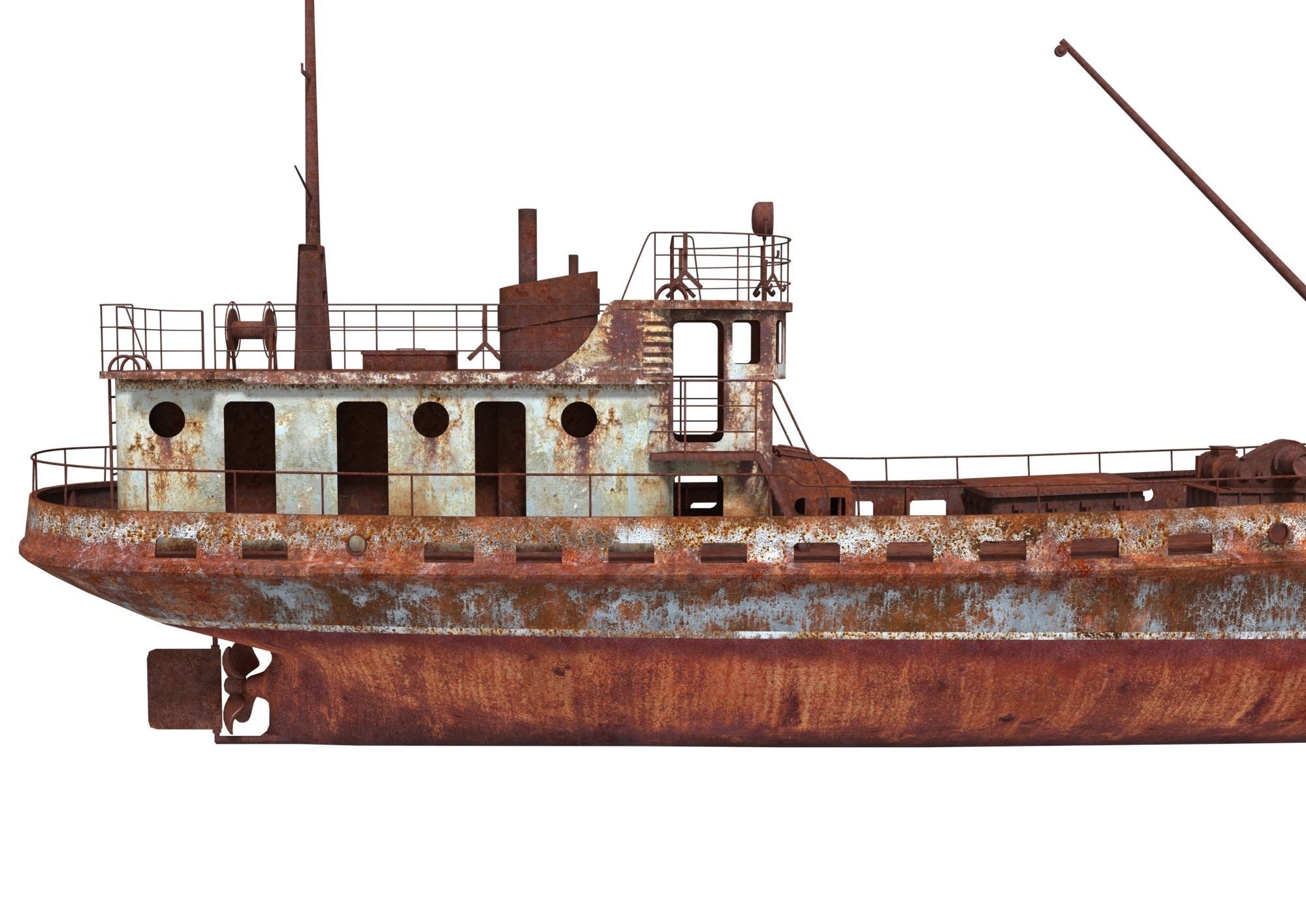Old Abandoned Rusted Ship2 Low-poly 3D model_8