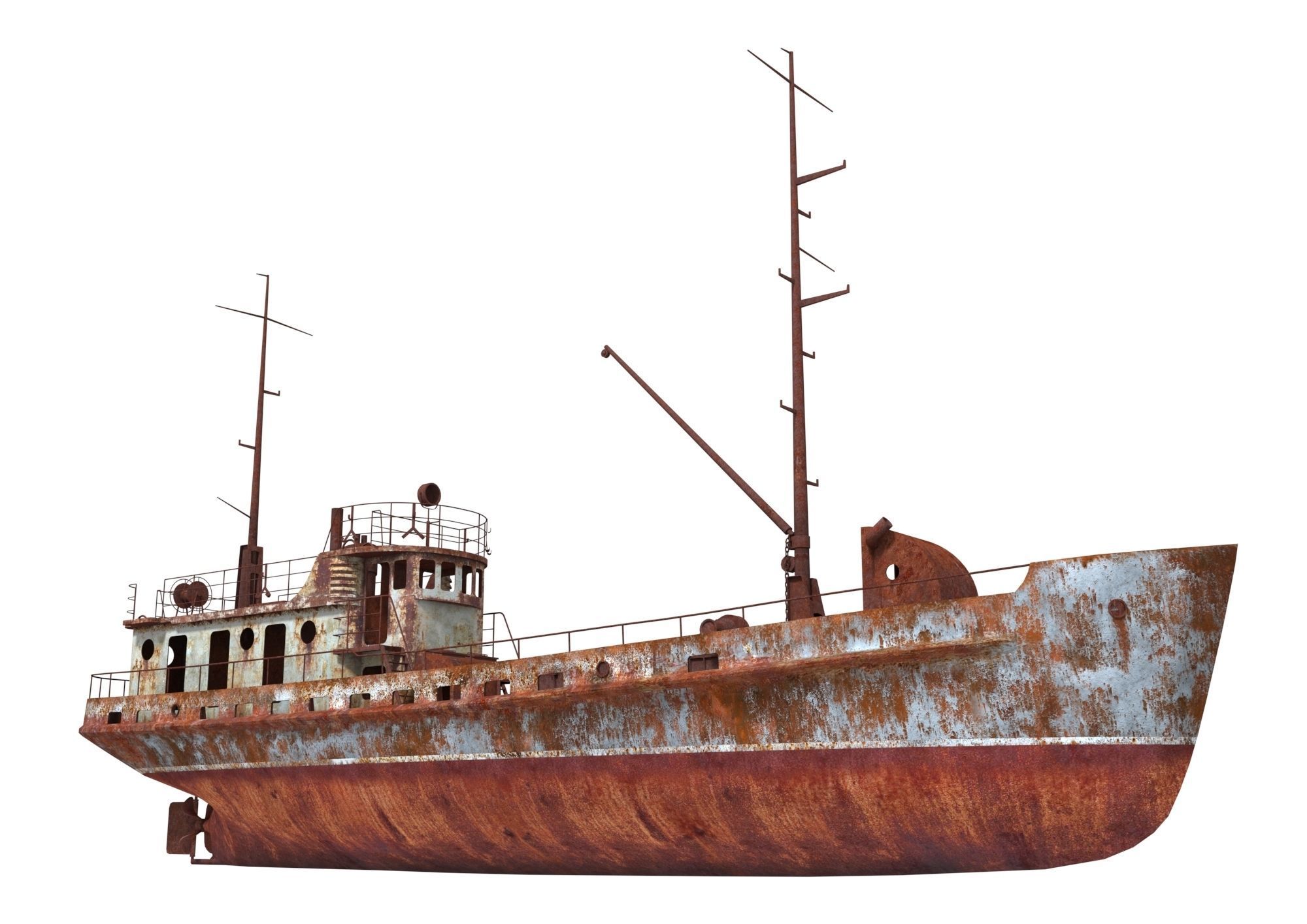 Old Abandoned Rusted Ship2 Low-poly 3D model_4