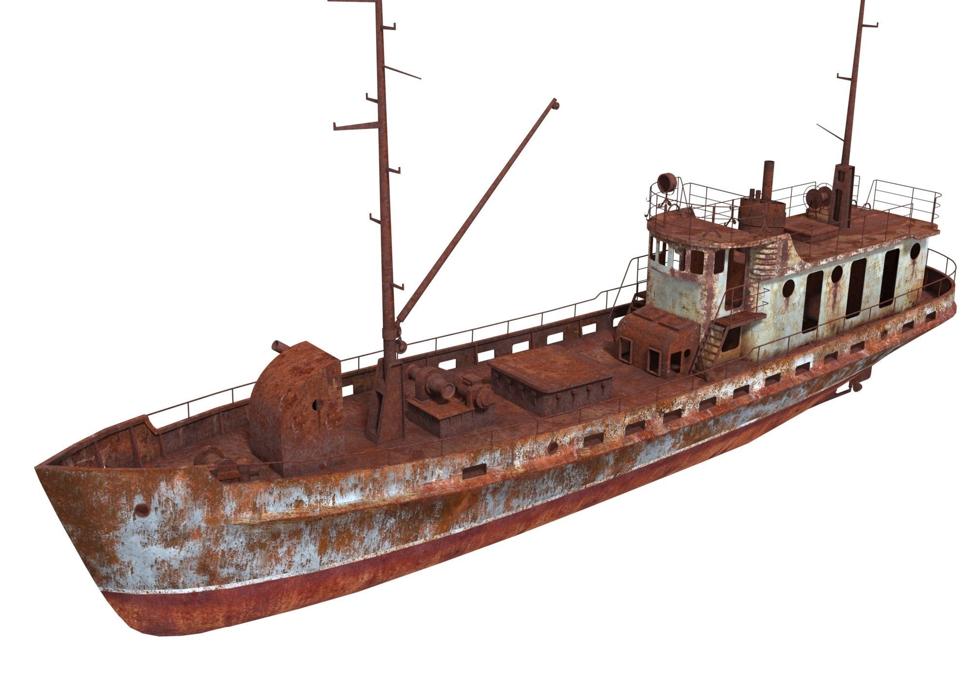 Old Abandoned Rusted Ship2 Low-poly 3D model_5