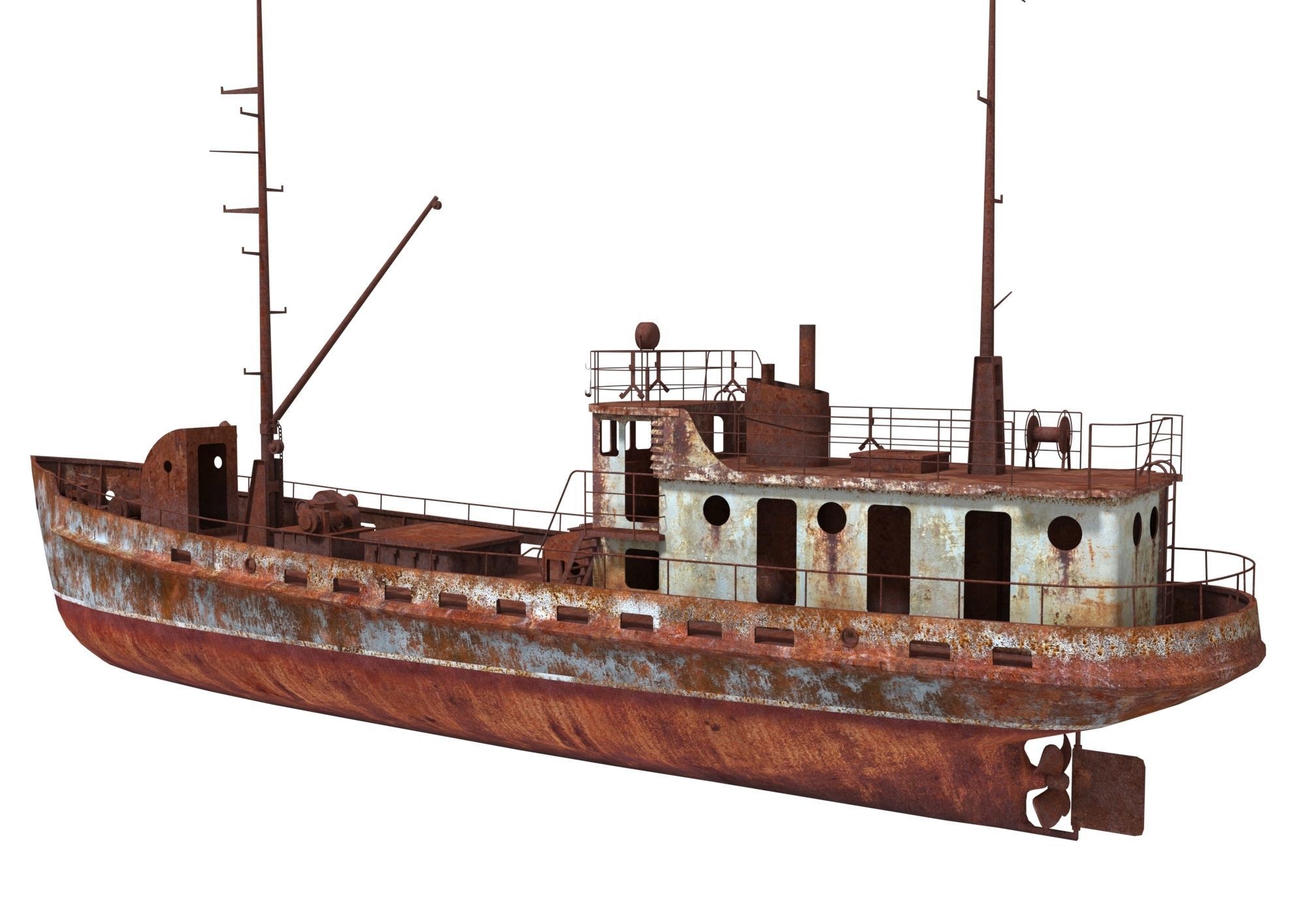 Old Abandoned Rusted Ship2 Low-poly 3D model_7