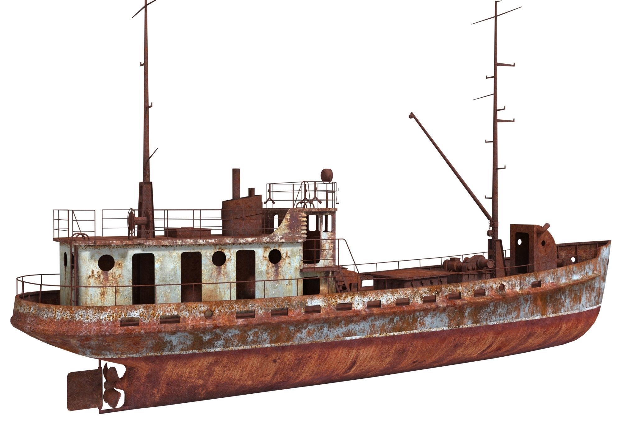 Old Abandoned Rusted Ship2 Low-poly 3D model_6