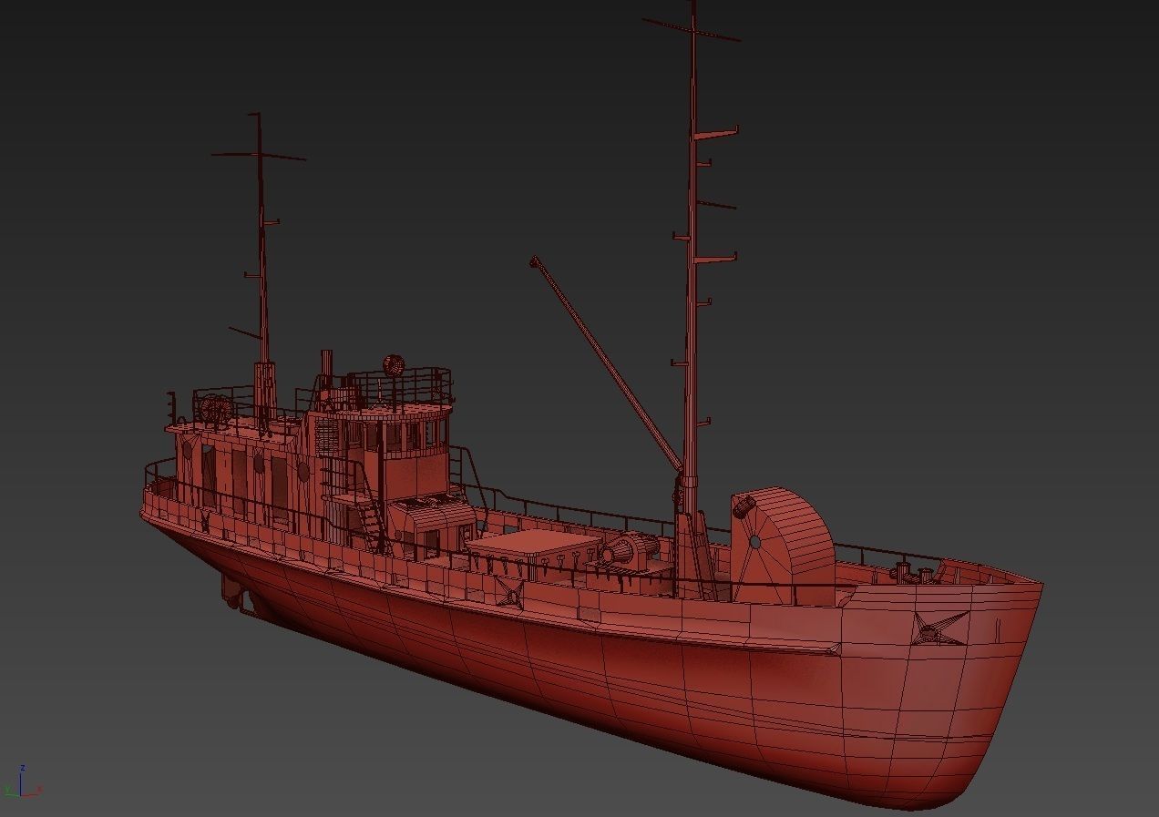 Old Abandoned Rusted Ship2 Low-poly 3D model_10
