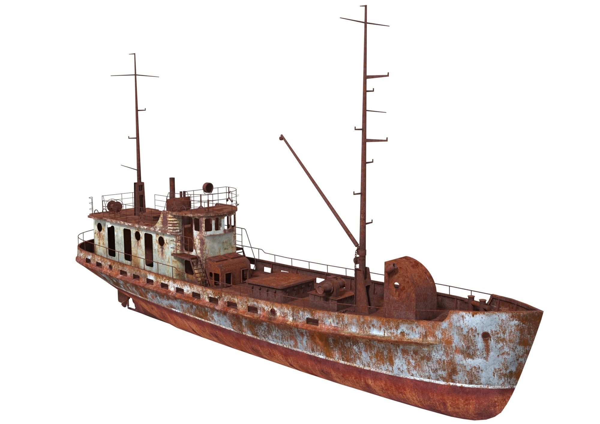 Old Abandoned Rusted Ship2 Low-poly 3D model_3