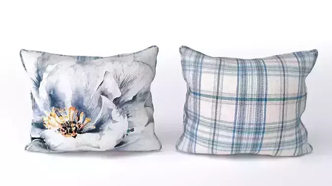 Voyage Cushion - Peony Blue -Piped Pillow