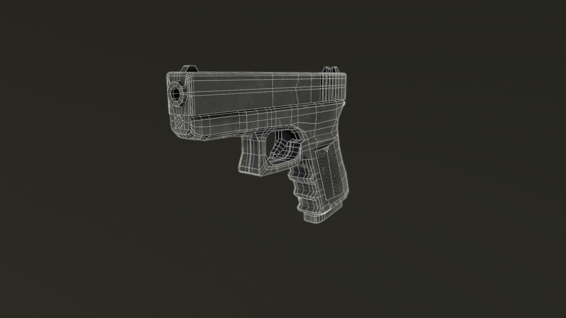 Glock pistol Low-poly 3D model_15