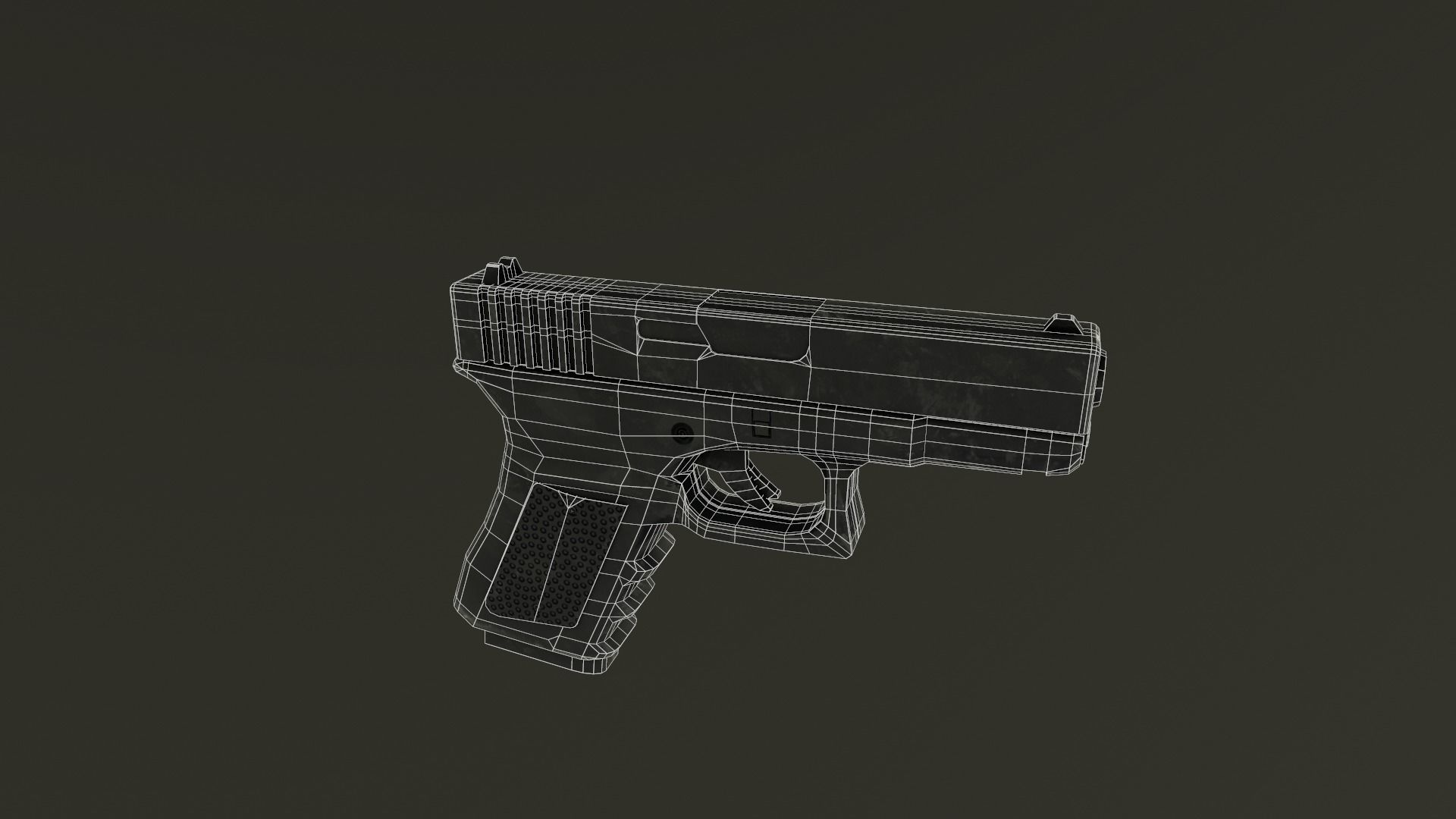 Glock pistol Low-poly 3D model_12
