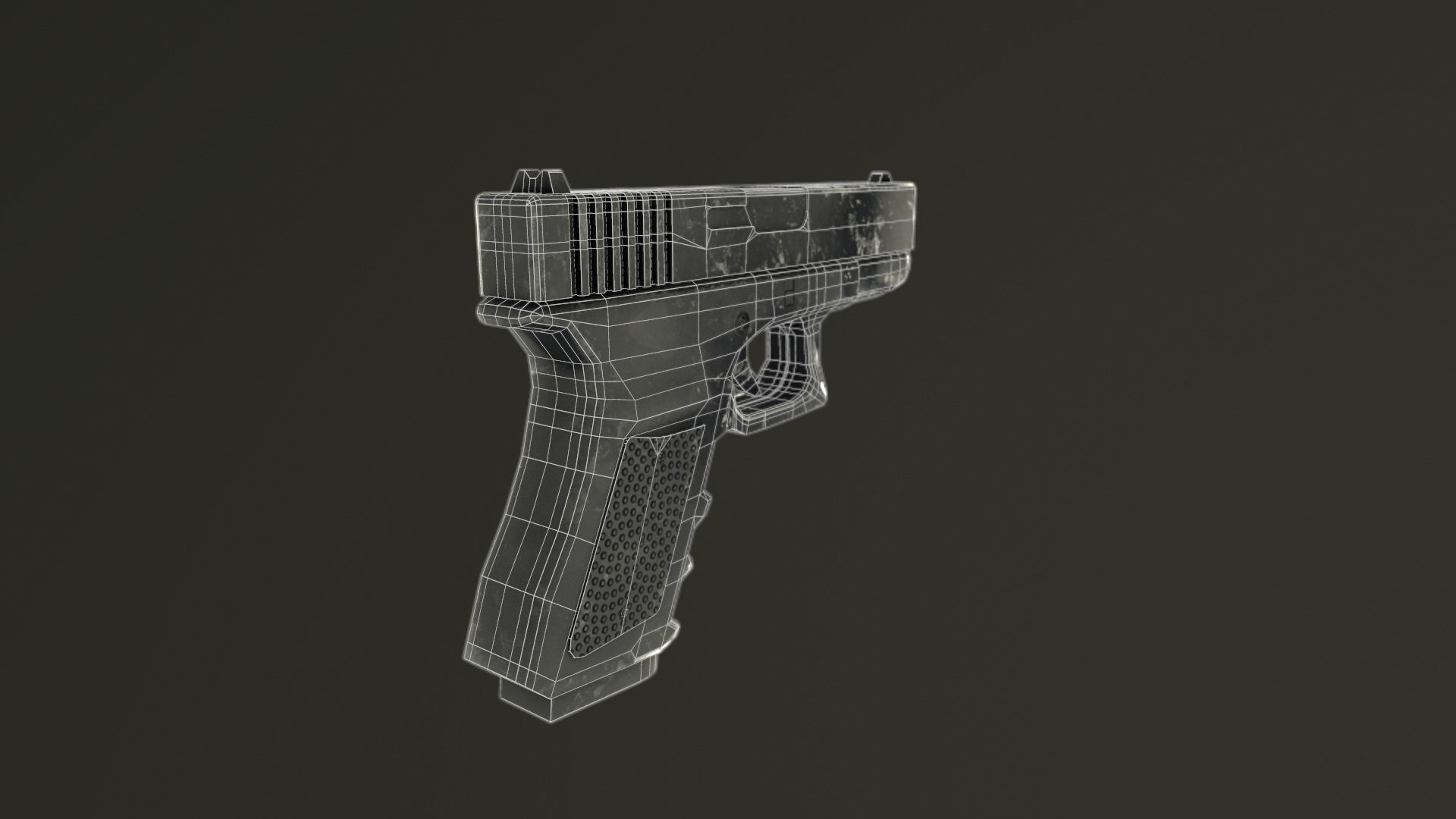Glock pistol Low-poly 3D model_13