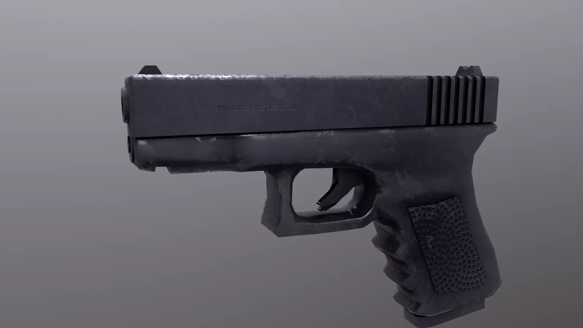 Glock pistol Low-poly 3D model_0