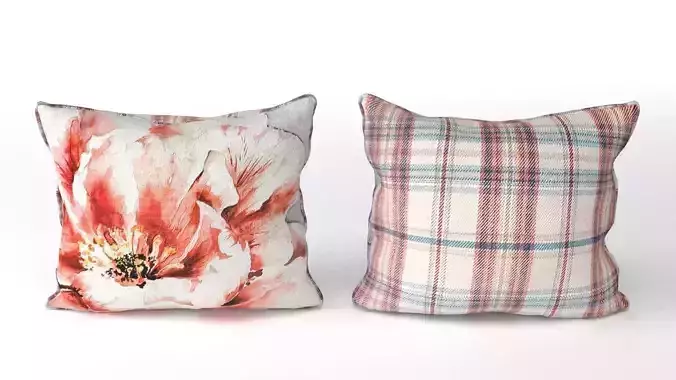 Voyage Cushion - Peony Red -Piped Pillow