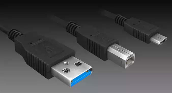 USB Connectors Low-poly 3D model