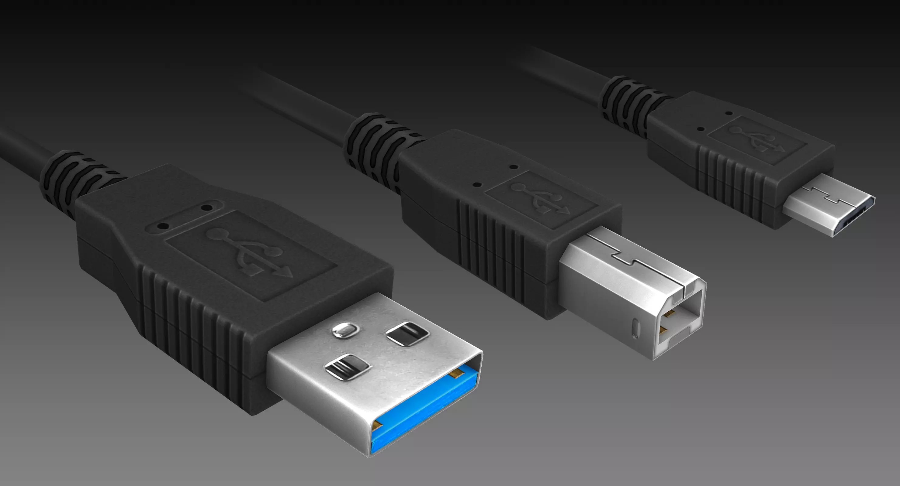 USB Connectors Low-poly 3D model_0