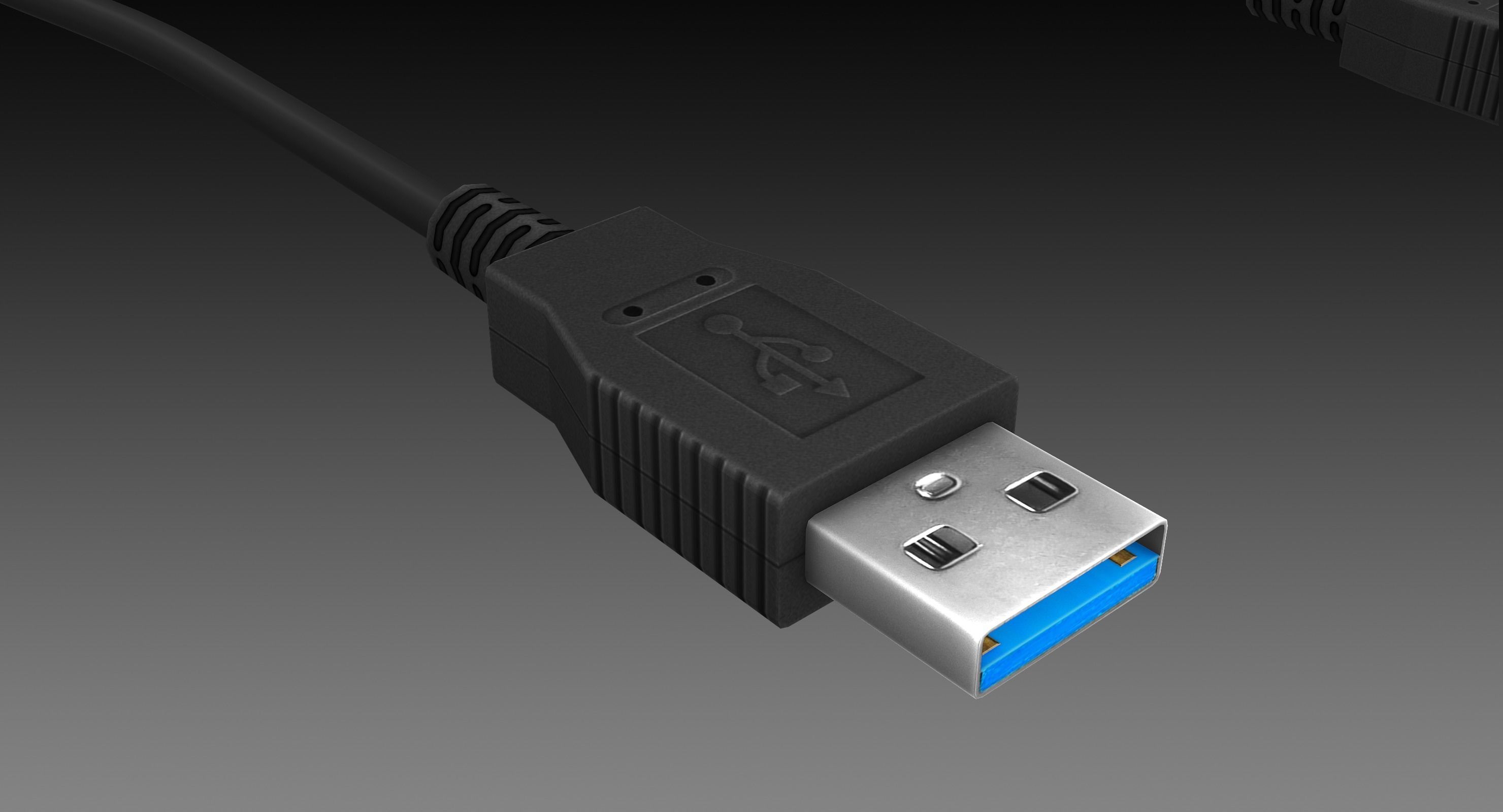 USB Connectors Low-poly 3D model_2