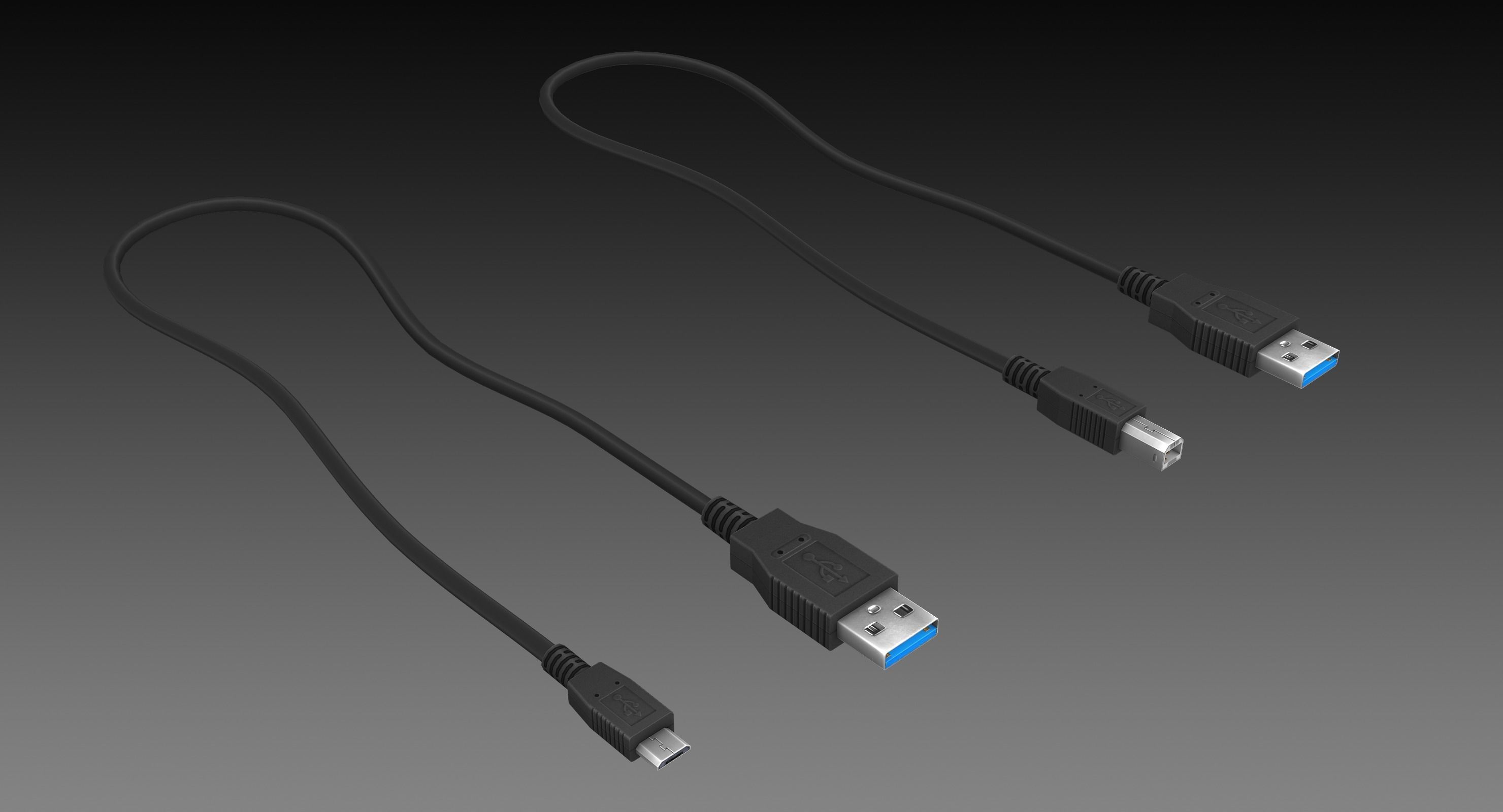 USB Connectors Low-poly 3D model_1