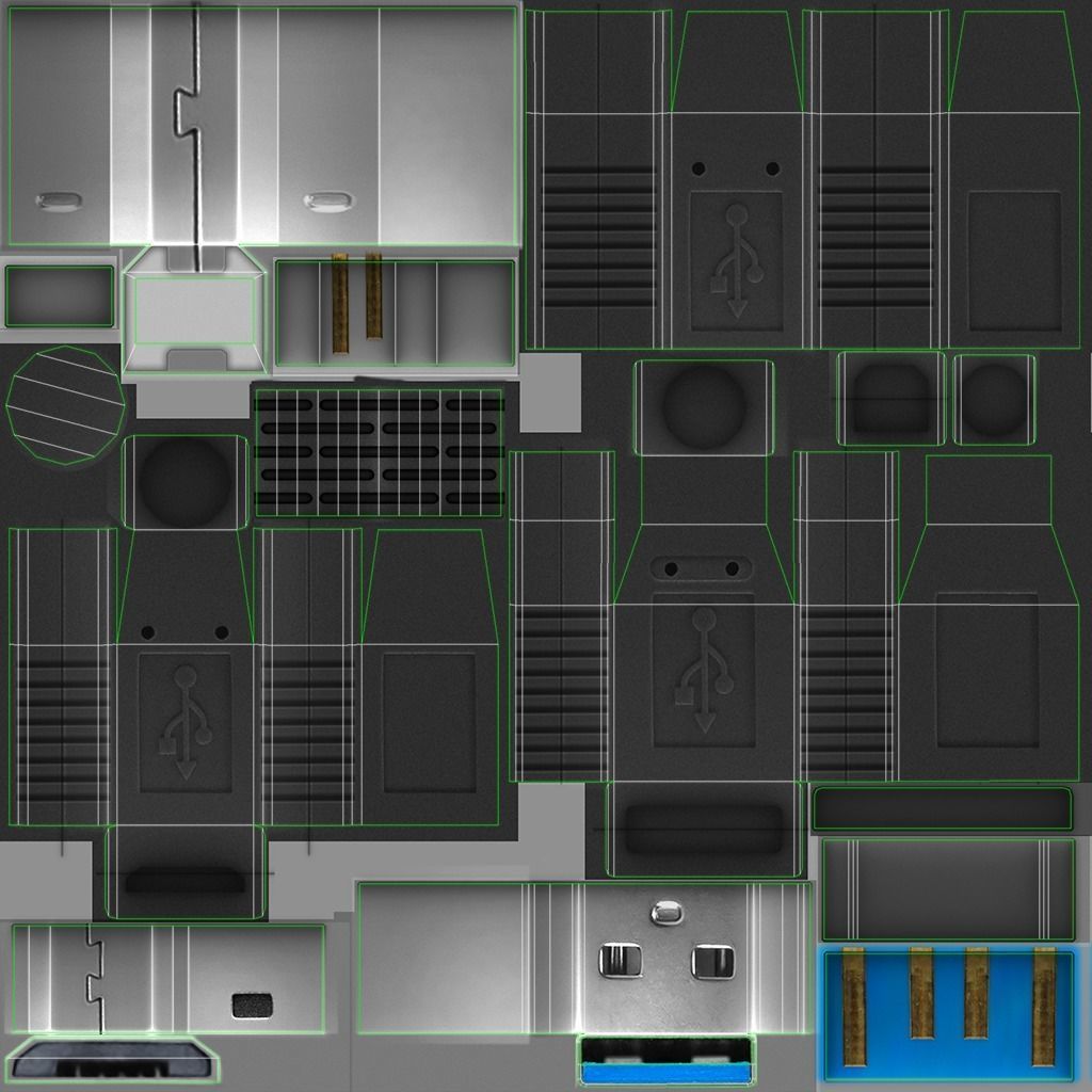 USB Connectors Low-poly 3D model_9