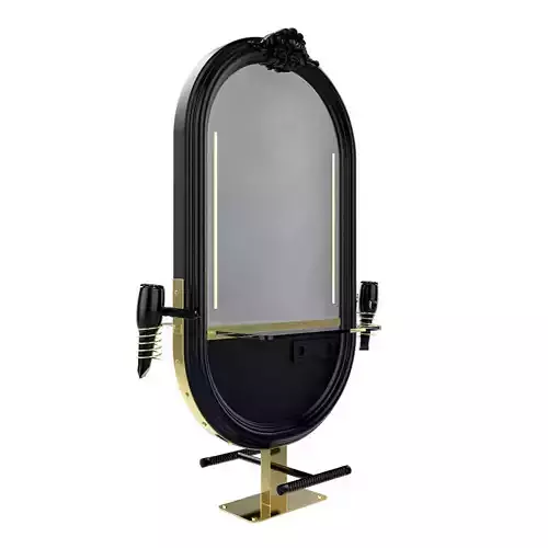 hairdresser table mirror black brass furniture polished