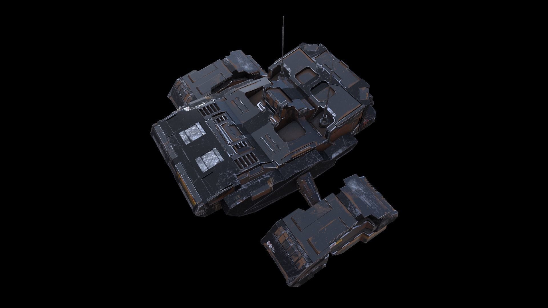 SciFi Spaceship  Low-poly 3D model_8