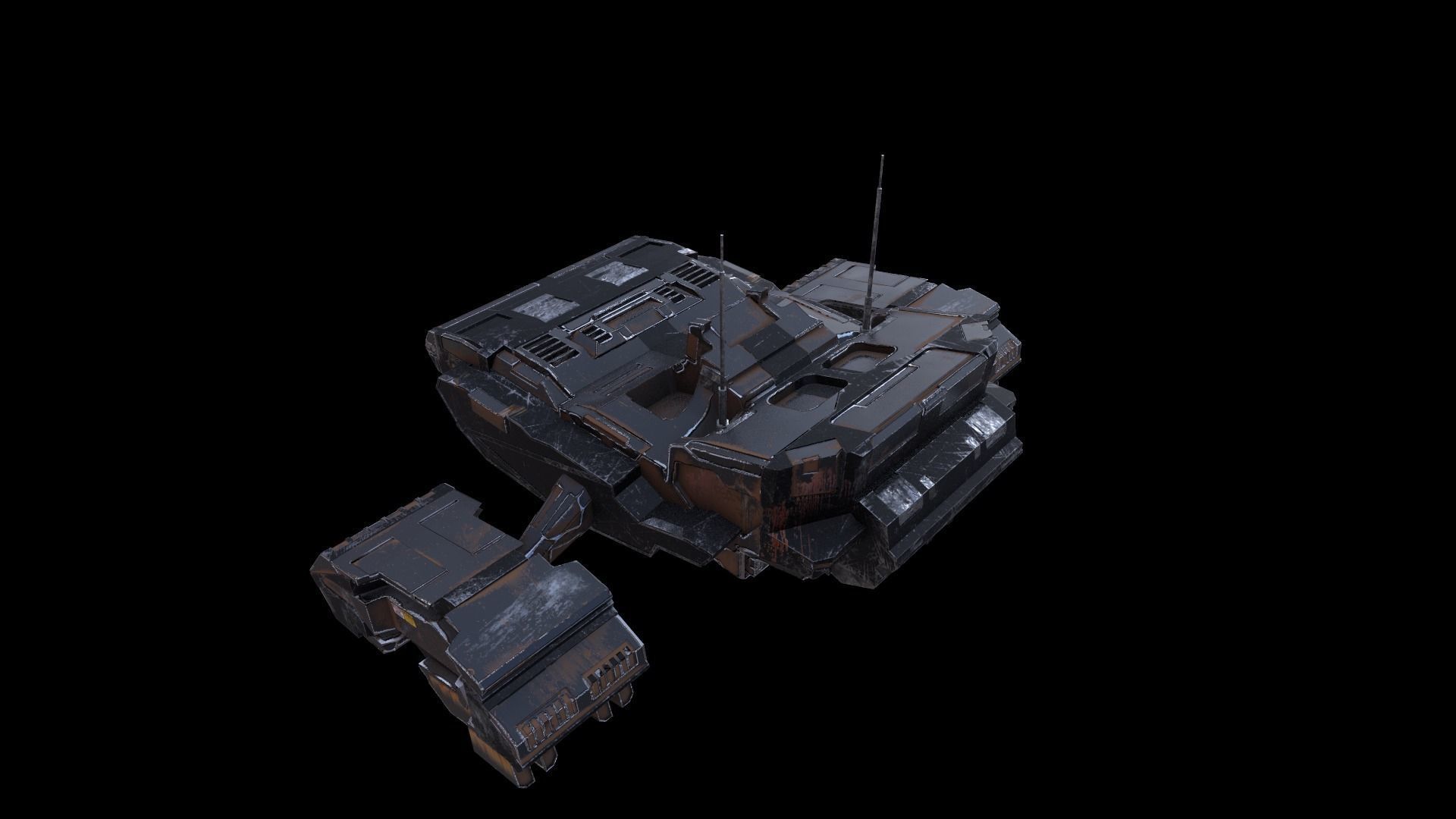 SciFi Spaceship  Low-poly 3D model_16