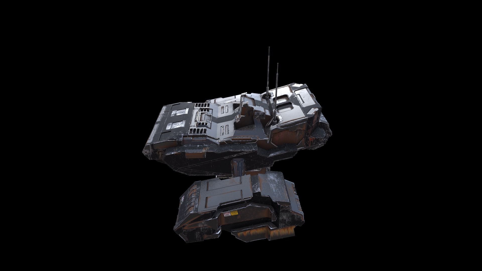 SciFi Spaceship  Low-poly 3D model_3